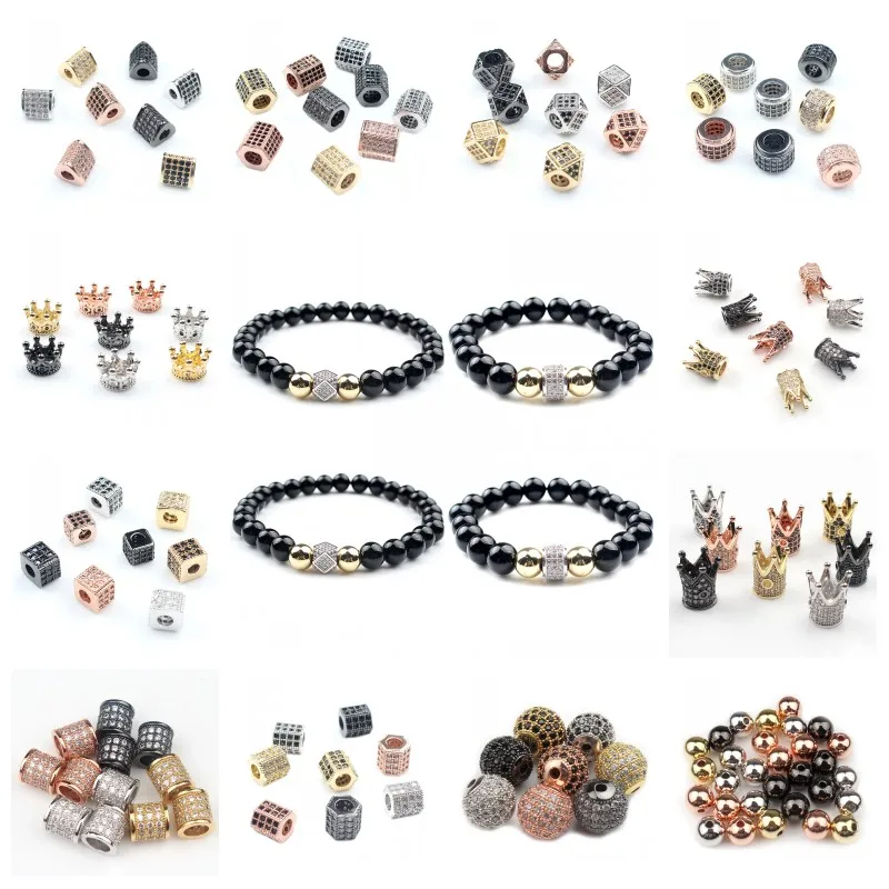 Metal Brass Micro Pave Black Crystal CZ Crown Geometry Round Zirconia Beads For Jewelry Making DIY Charm Bracelets Necklace
Metal Brass Micro Pave Black Crystal CZ Crown Geometry Round Zirconia Beads For Jewelry Making DIY Charm Bracelets Necklace