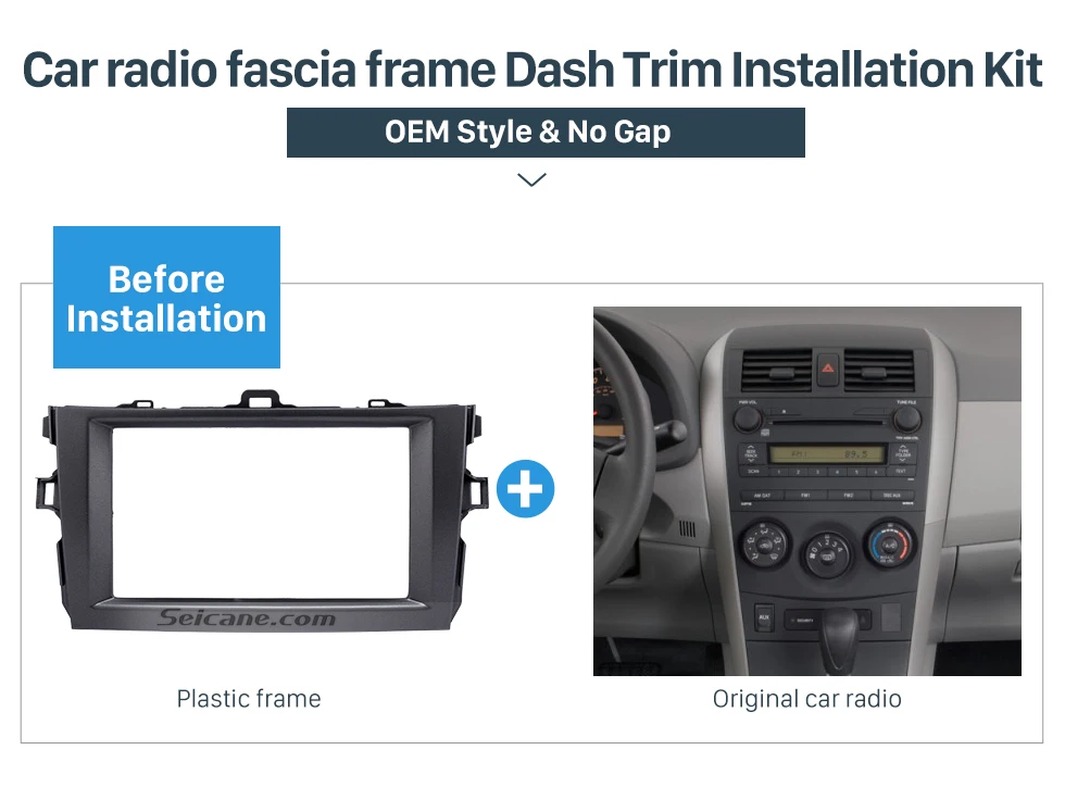 Car radio fascia frame Dash Trim Installation Kit Black Double Din 2008 2009 2010 Toyota Corolla Car Radio Fascia Stereo Dash Kit Audio Player Panel Plate