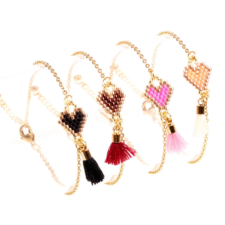 Trendy Handmade Weaving Heart Bracelet Women Girl Japan Miyuki Seed Beads Rainbow Tassel Bracelets Female Wedding Jewelry Gift
Trendy Handmade Weaving Heart Bracelet Women Girl Japan Miyuki Seed Beads Rainbow Tassel Bracelets Female Wedding Jewelry Gift