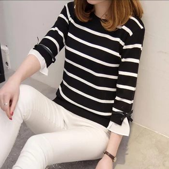 2018 New Spring Autumn Women Slim Knitted Pullover Flare Sleeve Stripes High Stretch Sweater Top LJ0665
2018 New Spring Autumn Women Slim Knitted Pullover Flare Sleeve Stripes High Stretch Sweater Top LJ0665