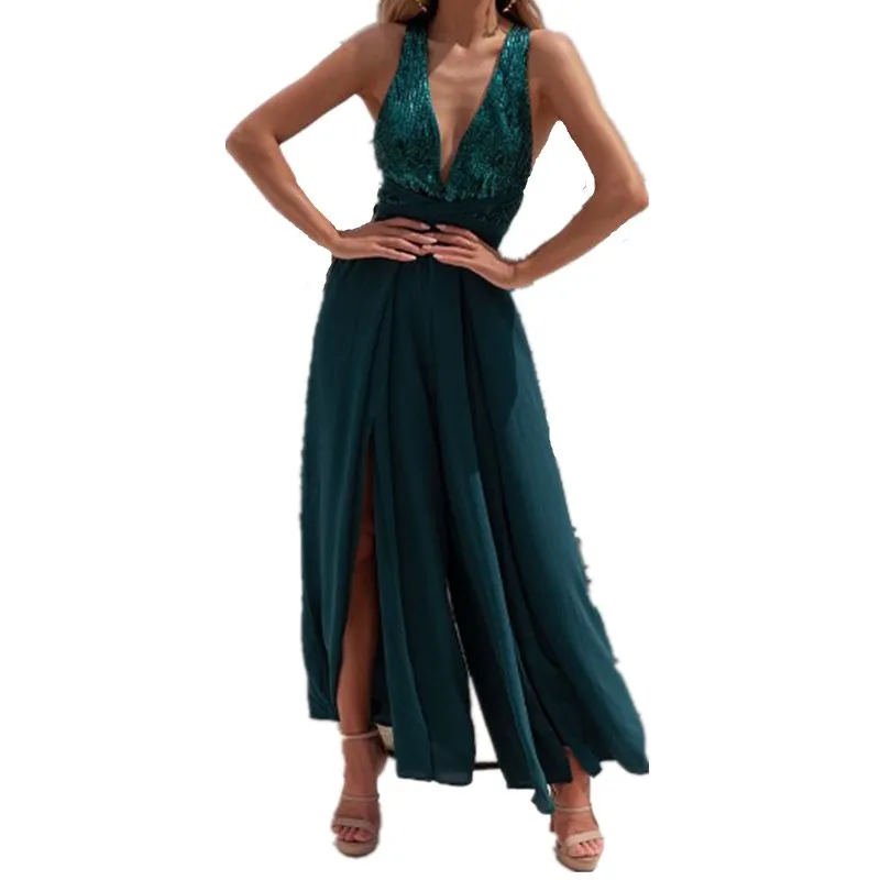 Sexy Womens Sleeveless Backless Summer Jumpsuit Women V Neck Wide Leg Trousers Romper Split Cocktail Playsuit Female Jumpsuits
Sexy Womens Sleeveless Backless Summer Jumpsuit Women V Neck Wide Leg Trousers Romper Split Cocktail Playsuit Female Jumpsuits