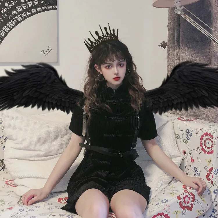 2019 New Harajuku Gothic Chinese Button Short Sleeve Black Cheongsam Dress Women Vintage Darkness Slim Mini Dresses Vestidos
2019 New Harajuku Gothic Chinese Button Short Sleeve Black Cheongsam Dress Women Vintage Darkness Slim Mini Dresses Vestidos