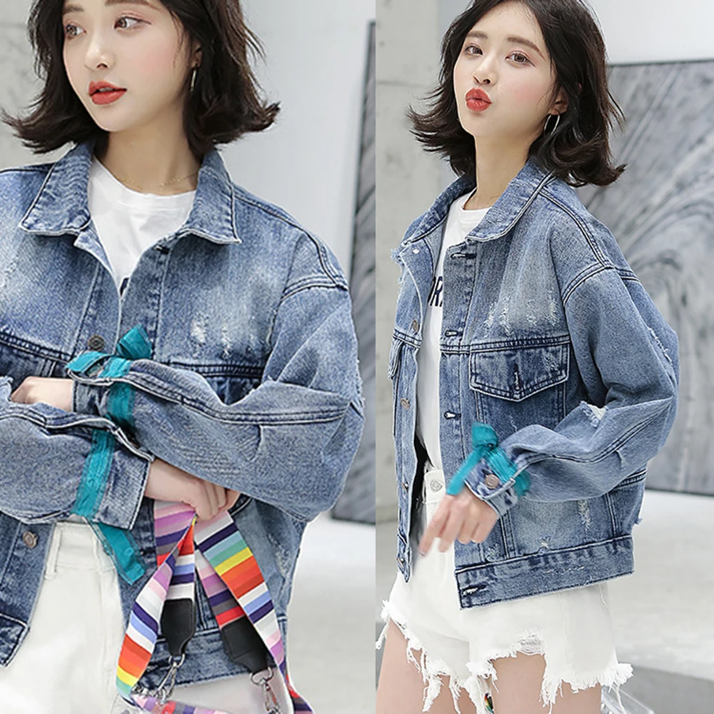 Women Denim Jacket Coat Autumn embroidery print Long Sleeves Jeans Jackets Lapel Tops Pocket Single Breasted bowknot Casual Coat
Women Denim Jacket Coat Autumn embroidery print Long Sleeves Jeans Jackets Lapel Tops Pocket Single Breasted bowknot Casual Coat
