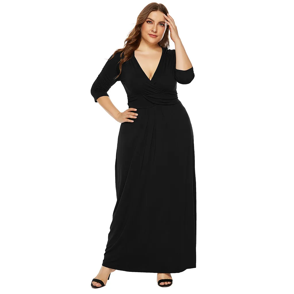 Women Plus Size Casual Maxi Long Dress Sexy Deep V Neck Half Sleeve Solid Color High Waist Party Dresses Elegant Ladies Dress
Women Plus Size Casual Maxi Long Dress Sexy Deep V Neck Half Sleeve Solid Color High Waist Party Dresses Elegant Ladies Dress