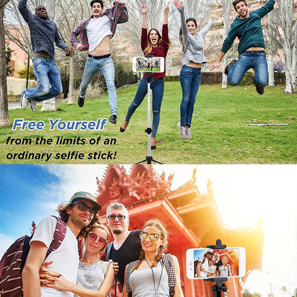 Portefeuille Selfie Stick Monopod Tripod Bluetooth Wireless Stand For Apple iPhone X 7 Plus 8 6 Samsung Galaxy S9 Plus S8 Holder (5)