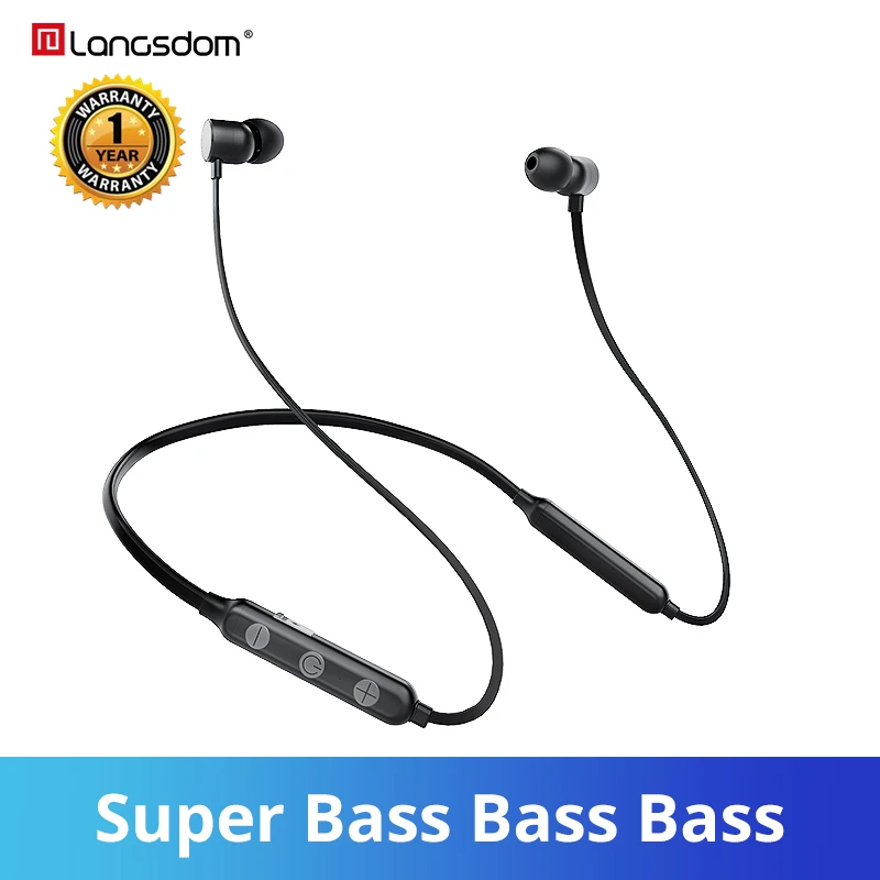 Беспроводные наушники Langsdom BX9 спортивные с шейным ободом поддержкой Bluetooth 12 часов