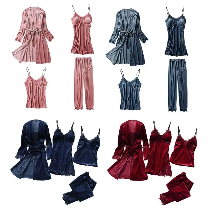 2Pcs Pajamas Set Winter Warm Glitter Velvet Solid Color Push Up Padded Nightgown Crochet Floral Lace Applique Trim Sleepwear Kit
2Pcs Pajamas Set Winter Warm Glitter Velvet Solid Color Push Up Padded Nightgown Crochet Floral Lace Applique Trim Sleepwear Kit