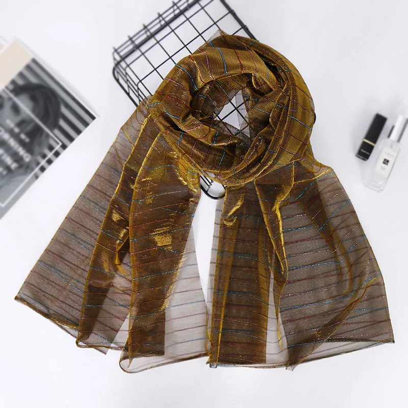 New Fashion Women Lurex Glitter Striped Shawl Scarf Ladies Thick Shimmer Hijabs and Wraps Pashmina Stole Bufandas Muslim Snood
New Fashion Women Lurex Glitter Striped Shawl Scarf Ladies Thick Shimmer Hijabs and Wraps Pashmina Stole Bufandas Muslim Snood