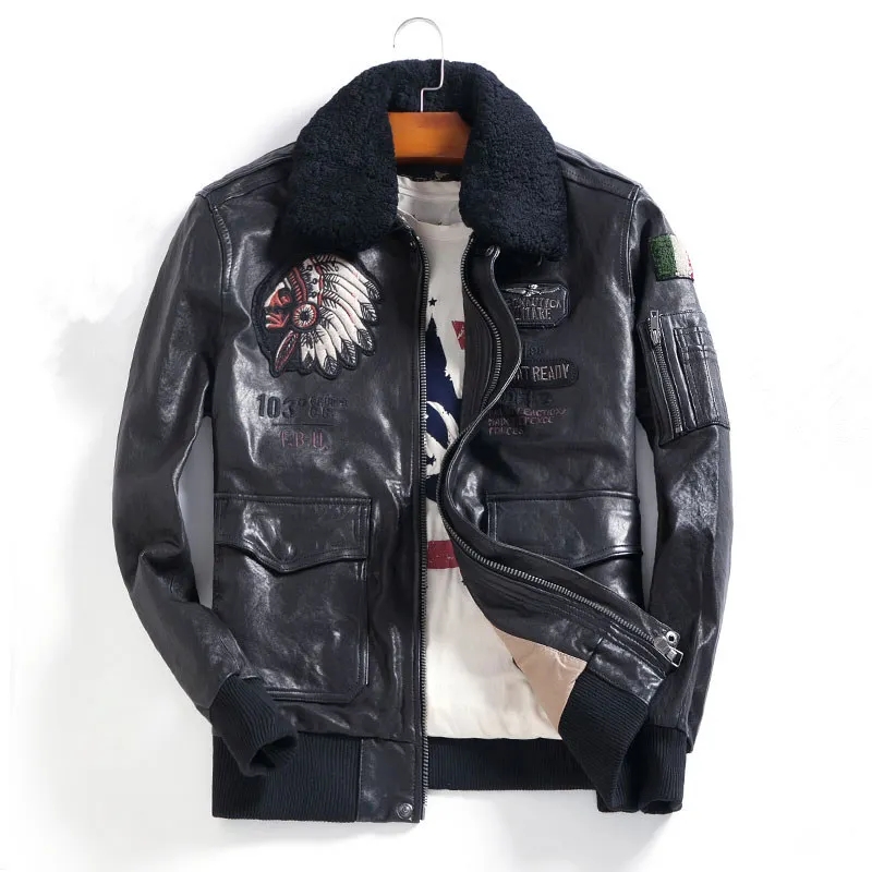 YOLANFAIRY Men Real Sheepskin Leather Jackets Wool Fur Collar Coat Spring Autumn Plus Size 4XL Embroidery Outwear DWQ4016 MF519
YOLANFAIRY Men Real Sheepskin Leather Jackets Wool Fur Collar Coat Spring Autumn Plus Size 4XL Embroidery Outwear DWQ4016 MF519