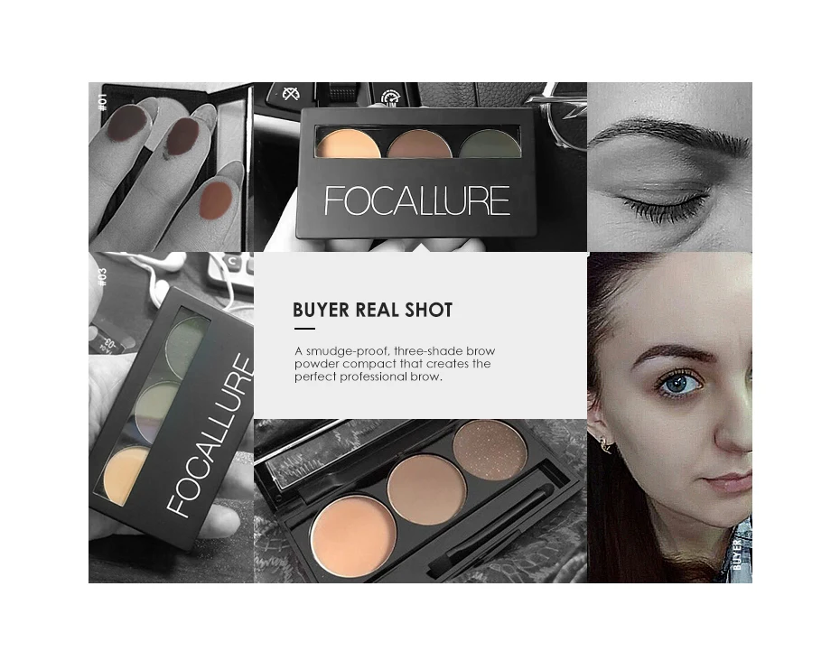 3 Color Waterproof Eye Shadow Eyebrow Powder Make Up Palette Women Beauty Cosmetic Eye Brow Makeup Kit Set by Focallure 3 Color Waterproof Eye Shadow Eyebrow Powder Make Up Palette Women Beauty Cosmetic Eye Brow Makeup Kit Set by Focallure