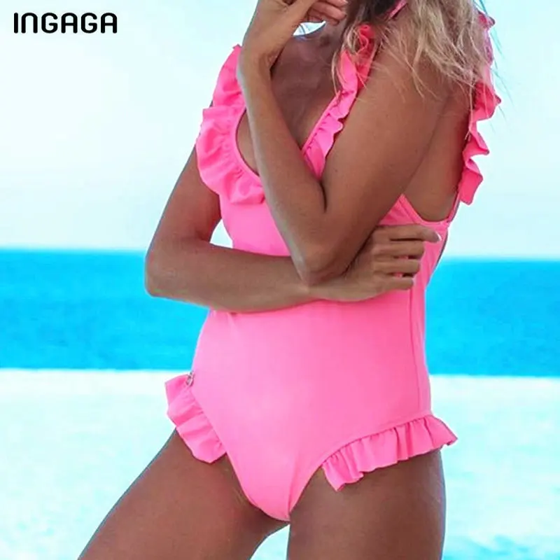 INGAGA New 2019 One Piece Swimsuit Sexy Ruffle Swimwear Women Solid V Neck Beachwear Bathing Suits Summer U-back Swimsuits
INGAGA New 2019 One Piece Swimsuit Sexy Ruffle Swimwear Women Solid V Neck Beachwear Bathing Suits Summer U-back Swimsuits