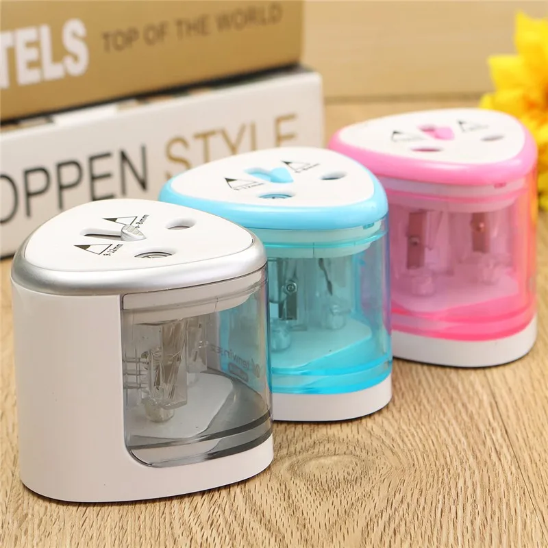 1pcs Silver Pink Blue Automatic Pencil Sharpener Unique Two Holes Electric Pencil Sharpeners Stationery Supplies Gift for Kids
1pcs Silver Pink Blue Automatic Pencil Sharpener Unique Two Holes Electric Pencil Sharpeners Stationery Supplies Gift for Kids