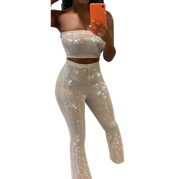 Strapless Backless Crop Top Sequin Sexy Slim Two Piece Sets Tracksuits Women Pants Summer Matching Sets 2019 Party Club Outfits
Strapless Backless Crop Top Sequin Sexy Slim Two Piece Sets Tracksuits Women Pants Summer Matching Sets 2019 Party Club Outfits