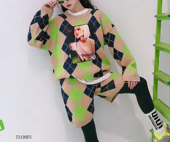 European style 2019 New arrivals Spring summer fashion women clothes patchwork printing loose knitting casual suit T3190
European style 2019 New arrivals Spring summer fashion women clothes patchwork printing loose knitting casual suit T3190
