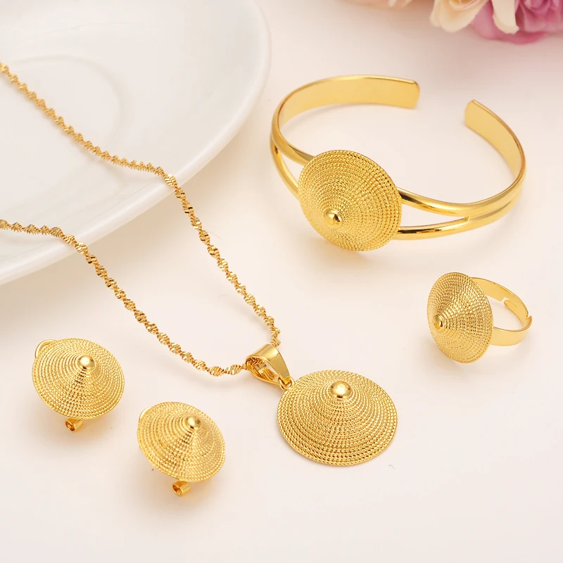 Necklace Pendants Earrings Ring Bangle Set 9 k Solid Fine Gold GF Eretrian African Abyssinia Ancient hat jewelry set
Necklace Pendants Earrings Ring Bangle Set 9 k Solid Fine Gold GF Eretrian African Abyssinia Ancient hat jewelry set