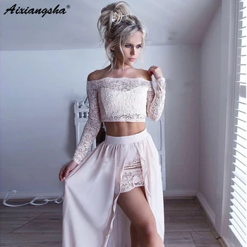 Prom Dress 2019 2 Piece Off-the-Shoulder Long Sleeves Pearl Pink with Lace Floor Length Long Sleeveless Lace Evening Gown
Prom Dress 2019 2 Piece Off-the-Shoulder Long Sleeves Pearl Pink with Lace Floor Length Long Sleeveless Lace Evening Gown