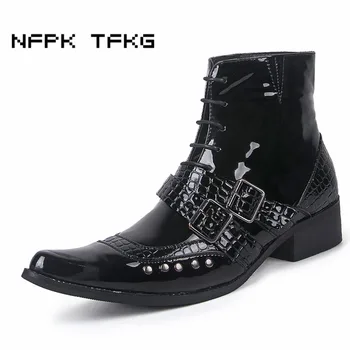 British luxury fashion men's punk night club wear cow leather shoes point toe oxford shoe motorcycle ankle boots zapatos hombre 
British luxury fashion men's punk night club wear cow leather shoes point toe oxford shoe motorcycle ankle boots zapatos hombre