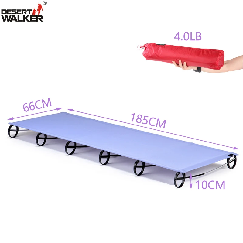 

4.0LB 66*185CM Ultralight Folding Cot Bed Purple Color Perfect Moistureproof Durable Portable Bed Height 100MM