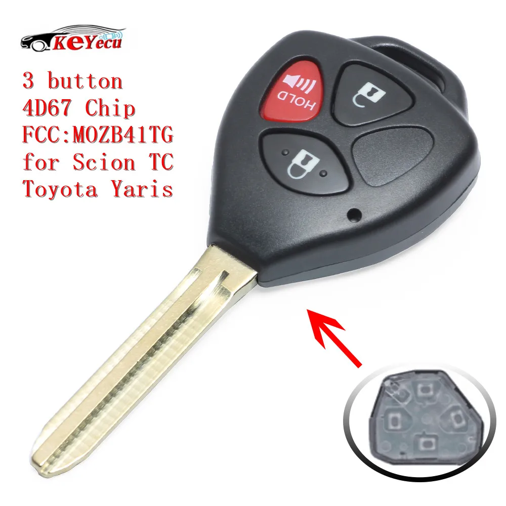 KEYECU 3 Button New Remote Car Key 312MHz 4D67 Chip Fob Fit for Scion TC 2005-2010 ,Toyota Yaris 2007-2010 FCC ID: MOZB41TG
KEYECU 3 Button New Remote Car Key 312MHz 4D67 Chip Fob Fit for Scion TC 2005-2010 ,Toyota Yaris 2007-2010 FCC ID: MOZB41TG
