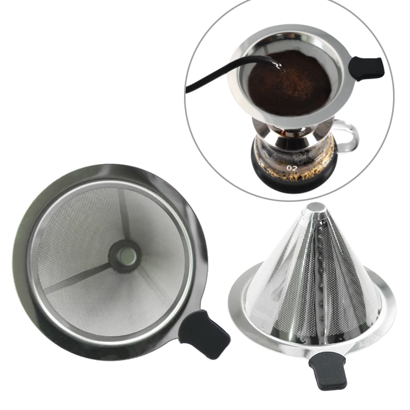 Reusable Coffee Filter Stainless Steel Dripper Filter Over Cone Tea Strainer Drip Filter Cup Kitchen Accessories Tools
Reusable Coffee Filter Stainless Steel Dripper Filter Over Cone Tea Strainer Drip Filter Cup Kitchen Accessories Tools