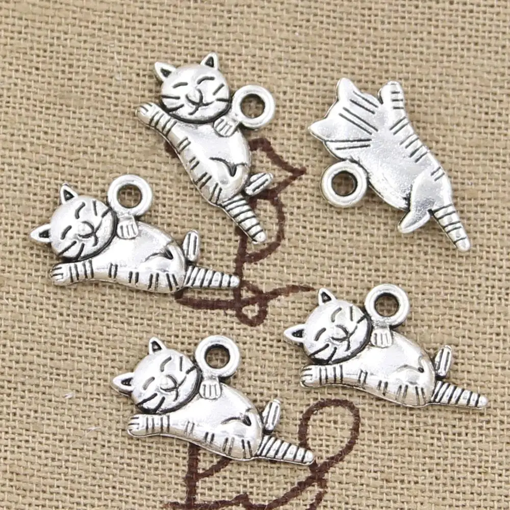 

25pcs Charms lazy cat 20x12mm handmade Craft pendant making fit,Vintage Tibetan Silver Bronze,DIY for bracelet necklace