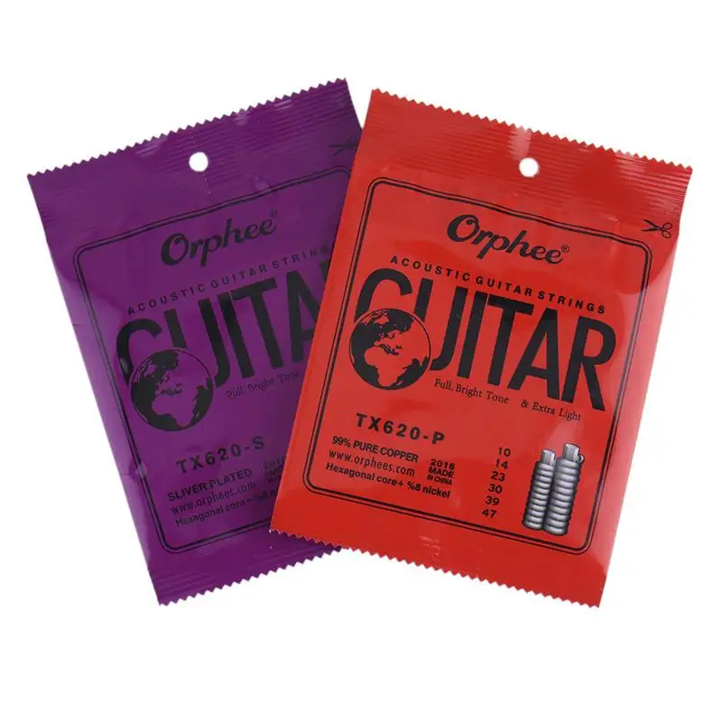 Orphee 1 Set Folk Acoustic Guitar Strings Hexagonal Core + 8% Nickel Silver Plated or Pure Copper Full Bright Tone Extra Light
Orphee 1 Set Folk Acoustic Guitar Strings Hexagonal Core + 8% Nickel Silver Plated or Pure Copper Full Bright Tone Extra Light
