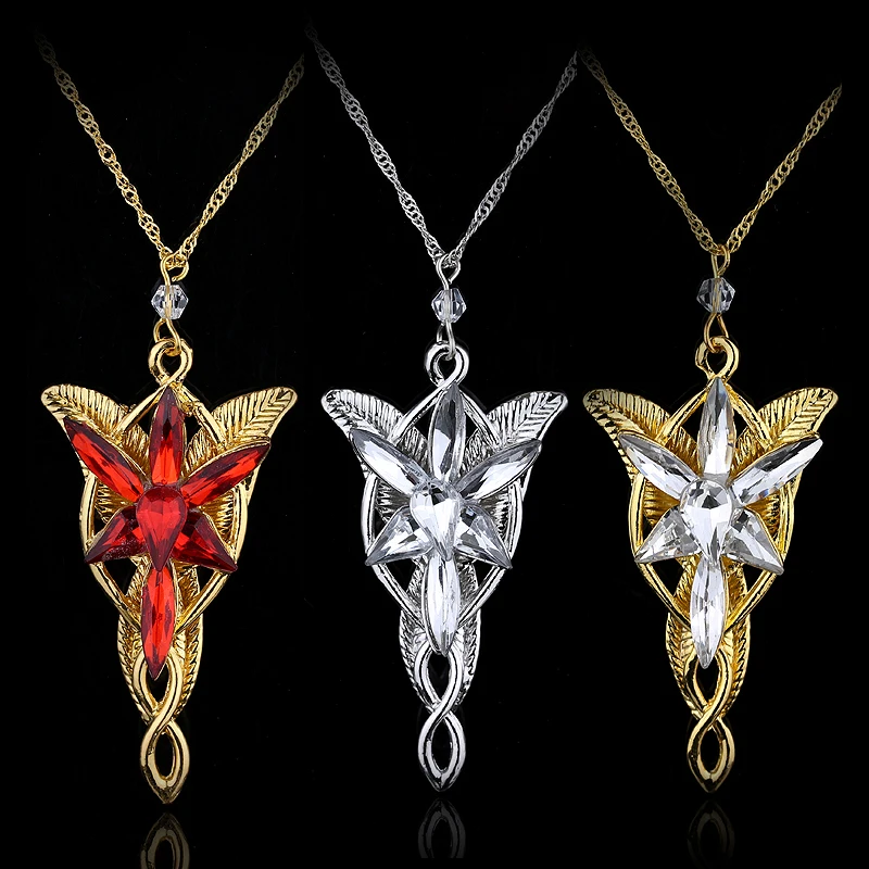 

Classic Movie The Lord Ring Arwen Evenstar Pendent Movie Jewelry Crystal Twilight Star Silver Pendent Torque Erkek kolye