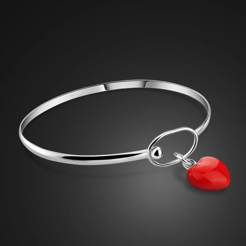 High quality classic Silver Bangle Solid 925 sterling silver fashion women jewelry Valentine's Day gift. Red love Silver Bangle
High quality classic Silver Bangle Solid 925 sterling silver fashion women jewelry Valentine's Day gift. Red love Silver Bangle