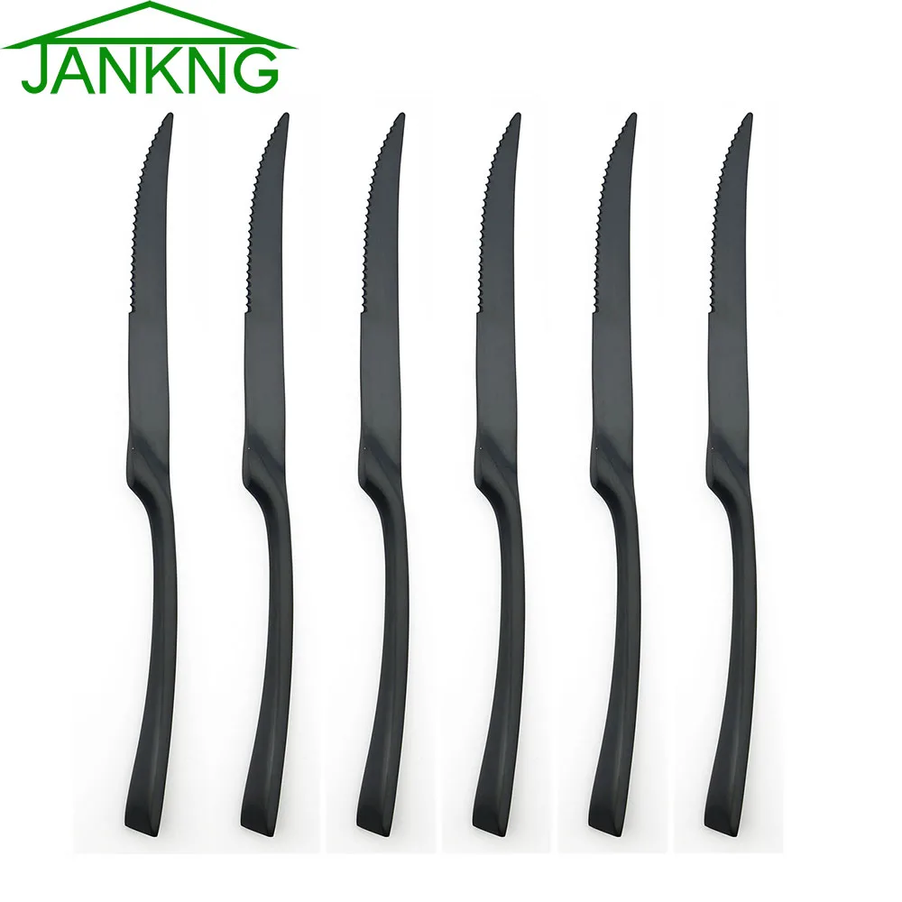 JANKNG 6-Pieces Luxury Matte Black Steak Knife Dinnerware Set Stainless Steel Flatware Knife Set Tableware Cutlery Dinner Knives
JANKNG 6-Pieces Luxury Matte Black Steak Knife Dinnerware Set Stainless Steel Flatware Knife Set Tableware Cutlery Dinner Knives