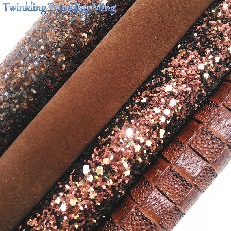 Brown Glitter Fabric, Faux Leather Fabric, PU Velvet Synthetic Leather Sheet For DIY Bows A4 Size 8"x11" Twinkling Ming XM092
Brown Glitter Fabric, Faux Leather Fabric, PU Velvet Synthetic Leather Sheet For DIY Bows A4 Size 8"x11" Twinkling Ming XM092