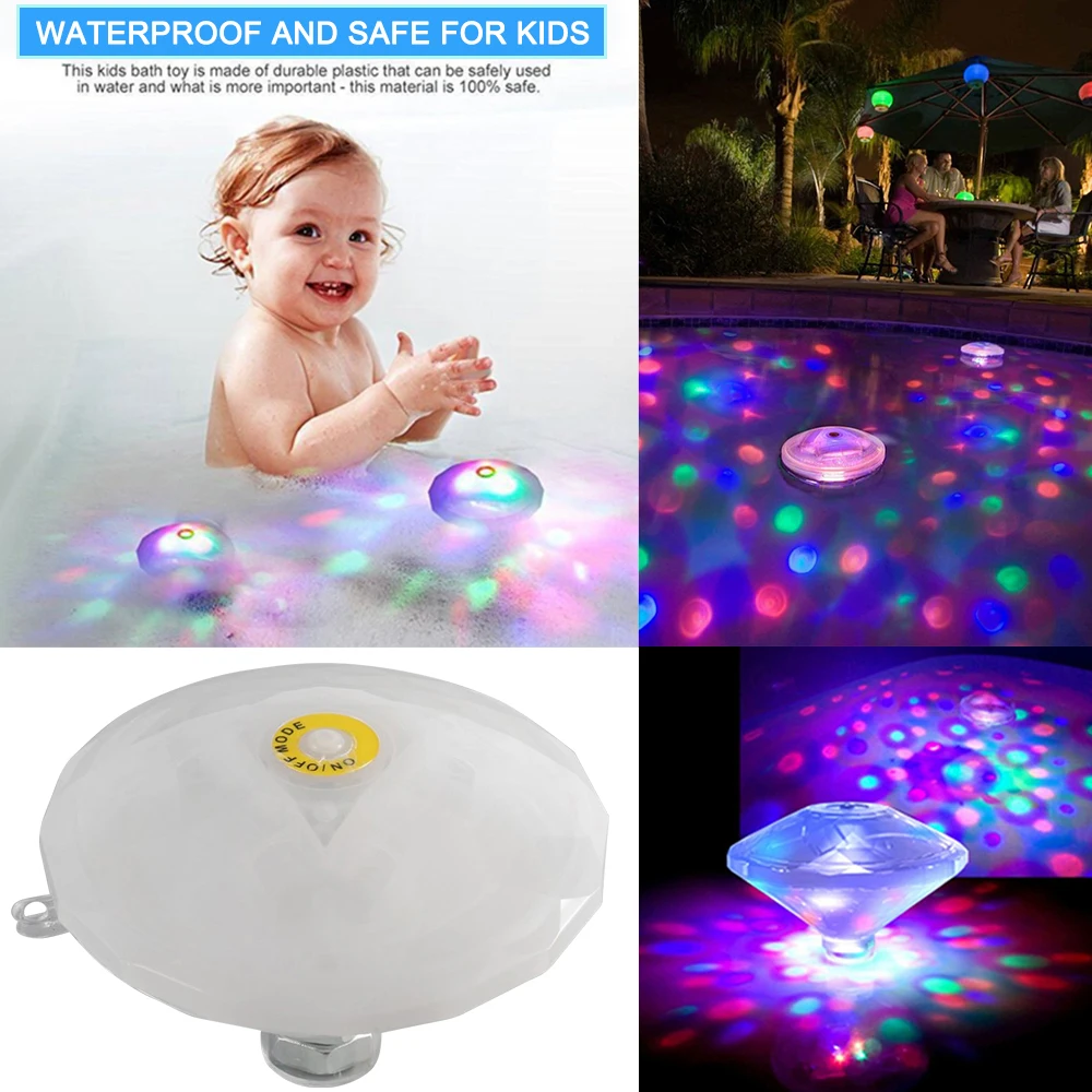 LED RGB Disco Lights Floating Underwater 7 Modes Submersible Glow Show Spa Swimming Night Tub Lamps Party Baby Bath Flash Light
LED RGB Disco Lights Floating Underwater 7 Modes Submersible Glow Show Spa Swimming Night Tub Lamps Party Baby Bath Flash Light
