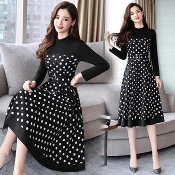 Temperament Dot Patchwork Midi Dress Waist Was Thin With Belt Dress Women Brief Generous Dress Elegant Trendy Wild Vestidos
Temperament Dot Patchwork Midi Dress Waist Was Thin With Belt Dress Women Brief Generous Dress Elegant Trendy Wild Vestidos