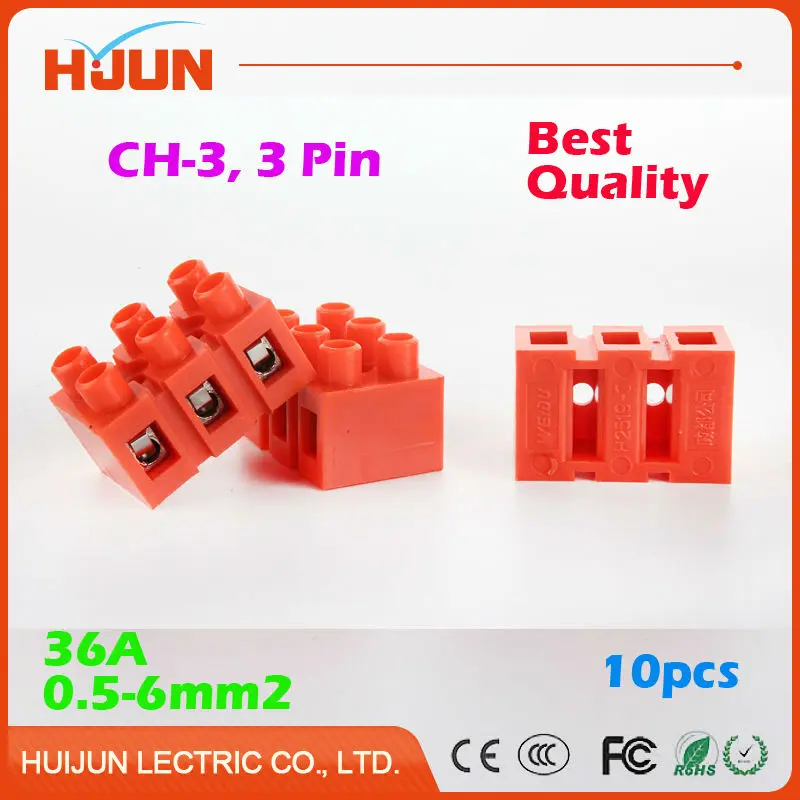 10pcs/lot 3 Pin 36A Push Quick Cable Connector High Quality Universal Reuseable Clamp Terminal Wiring 0.5-6mm2 Wire Red CH-3
10pcs/lot 3 Pin 36A Push Quick Cable Connector High Quality Universal Reuseable Clamp Terminal Wiring 0.5-6mm2 Wire Red CH-3