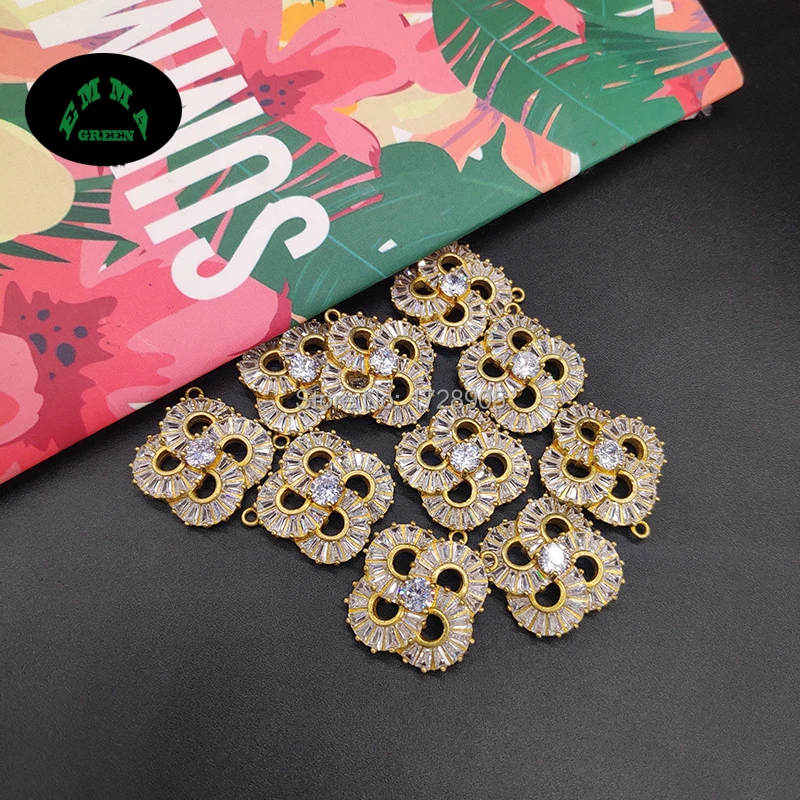 Gold Zircon Charms Clover Flower Charm Pendants for Jewelry Making 100pcs Zircons Findings Accessories
Gold Zircon Charms Clover Flower Charm Pendants for Jewelry Making 100pcs Zircons Findings Accessories