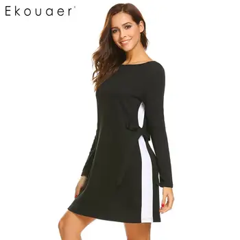 Ekouaer Long Sleeve Nightgown Women Casual Sleepwear Dress O-Neck Patchwork Nighties Nightdress Loose Sleep Dress Lady Homewear
Ekouaer Long Sleeve Nightgown Women Casual Sleepwear Dress O-Neck Patchwork Nighties Nightdress Loose Sleep Dress Lady Homewear