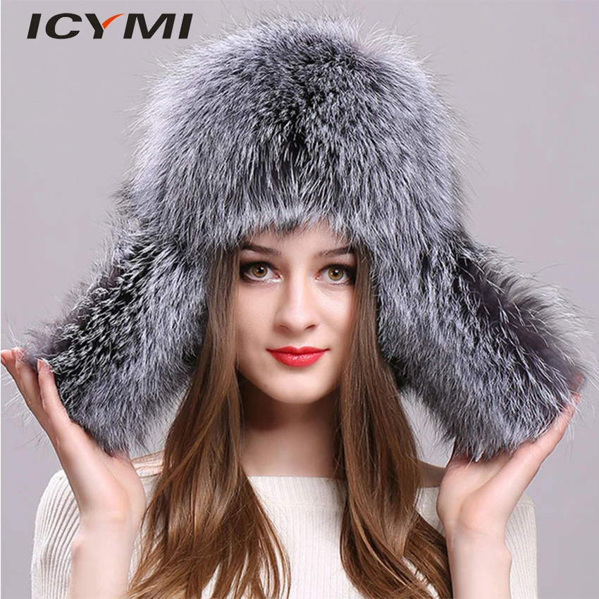 Silver Fox Fur Winter Women's Hats with Genuine Leather Tops Real Raccoon Fur Bomber Hat with Ear Flaps Winter Warm Russian Caps
Silver Fox Fur Winter Women's Hats with Genuine Leather Tops Real Raccoon Fur Bomber Hat with Ear Flaps Winter Warm Russian Caps