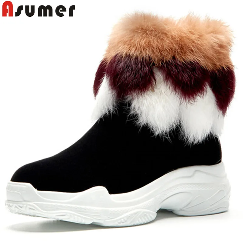 ASUMER 2019 hot sale new ankle boots round toe zip faux fur flat platform suede leather boots winter keep warm snow boots
ASUMER 2019 hot sale new ankle boots round toe zip faux fur flat platform suede leather boots winter keep warm snow boots