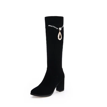 Women Knee High Boots High Heels Zipper Winter Boots Women Shoes Suede Rivet Rhinestone Elegant Women Boots Size 34-43
Women Knee High Boots High Heels Zipper Winter Boots Women Shoes Suede Rivet Rhinestone Elegant Women Boots Size 34-43