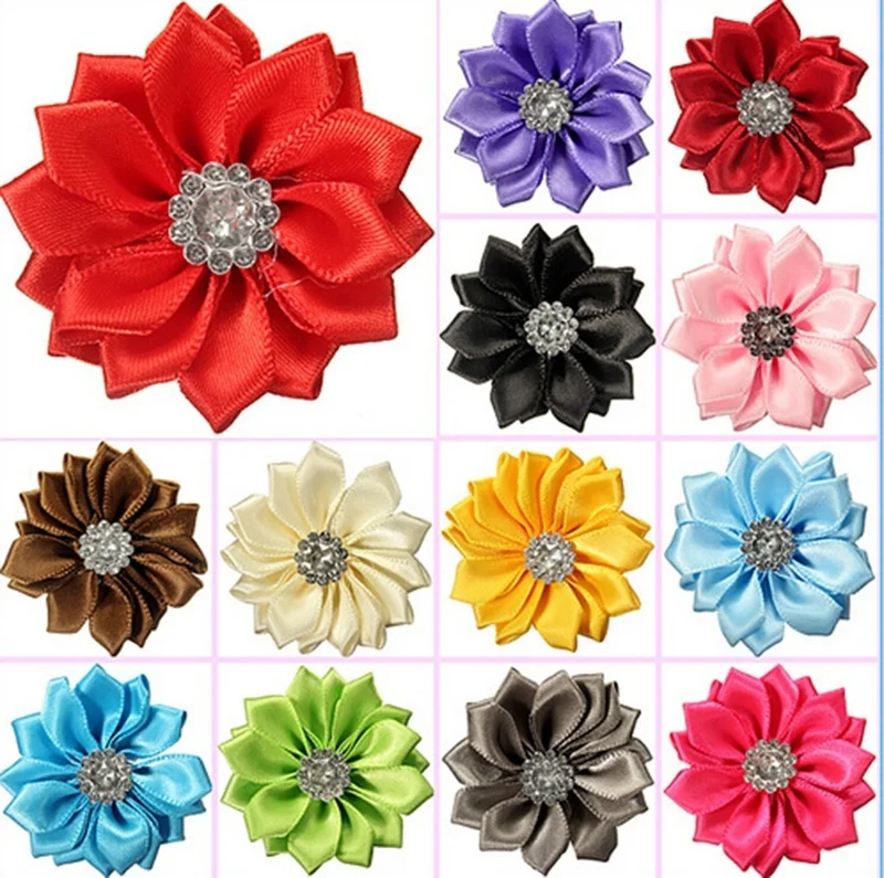 90Pcs Jewelry Accessories Satin Ribbon Flowers With Crystal Appliques DIY Craft Wedding Hair Flower Brooch Decoration
90Pcs Jewelry Accessories Satin Ribbon Flowers With Crystal Appliques DIY Craft Wedding Hair Flower Brooch Decoration
