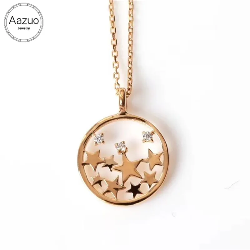 Aazuo Real 18K Rose Gold Real Diamond IJ SI 0.026ct Stars Round Pendent Necklace gifted for Women Engagement Wedding Chain Au750
Aazuo Real 18K Rose Gold Real Diamond IJ SI 0.026ct Stars Round Pendent Necklace gifted for Women Engagement Wedding Chain Au750