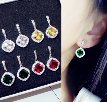 Sparkling Fashion Big Square Royal Blue Green Red Yellow stone Drop Earrings Princess-cut Cubic Zirconia Crystal Women Jewelry
Sparkling Fashion Big Square Royal Blue Green Red Yellow stone Drop Earrings Princess-cut Cubic Zirconia Crystal Women Jewelry