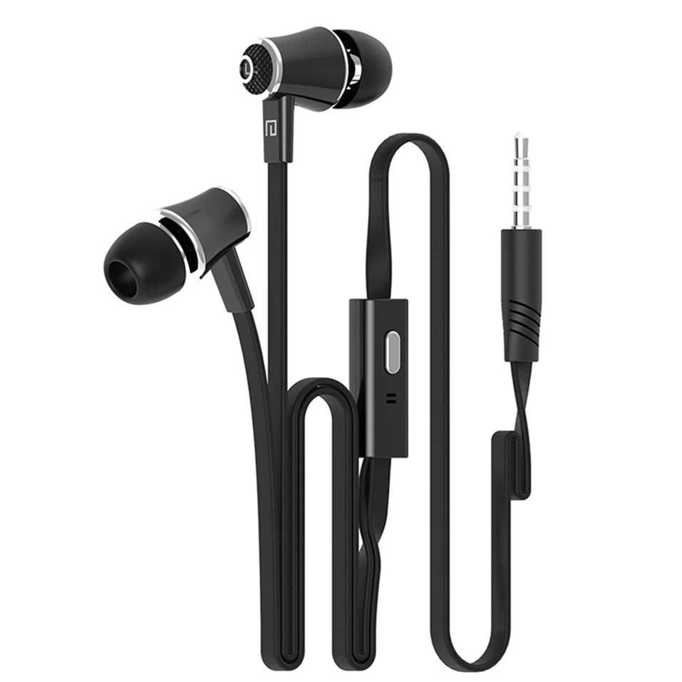 Icoque 3.5mm Flat Cord Earphone Hifi Music Wired In Ear Headphones with Mic for iPhone 5 6 Xiaomi Sony PC Stereo Bass Earphones (13)