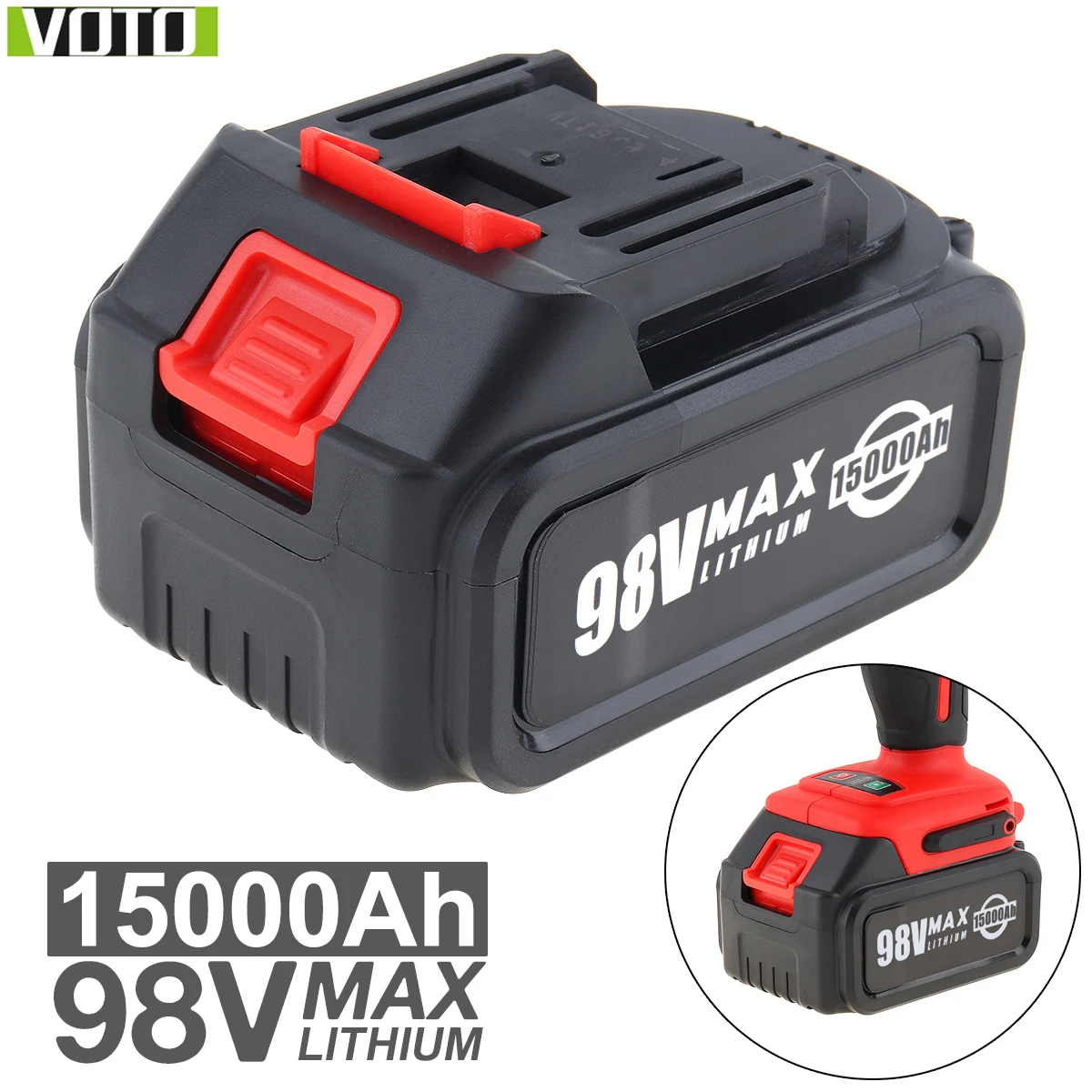 VOTO Universal 98V Max 15000mAh Li-ion Rechargeable Battery with Flat Push Type and 2 Slots for Impact Electric Wrench
VOTO Universal 98V Max 15000mAh Li-ion Rechargeable Battery with Flat Push Type and 2 Slots for Impact Electric Wrench