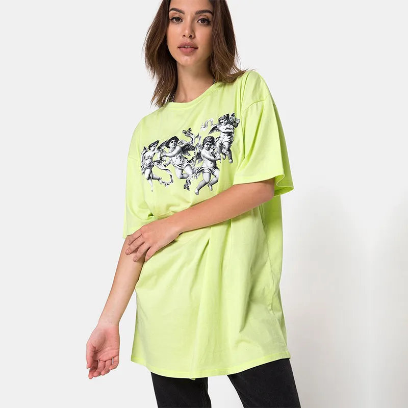 Women Loose Long T-shirt Spring Summer O-neck Short Sleeve Top Cupid Print Street Casual Tees
Women Loose Long T-shirt Spring Summer O-neck Short Sleeve Top Cupid Print Street Casual Tees