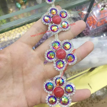 3.7cm big Red AB stone flower applique shiny rhinestone chain yard trims for dancing costume embellishments DIY crafts supplies
3.7cm big Red AB stone flower applique shiny rhinestone chain yard trims for dancing costume embellishments DIY crafts supplies