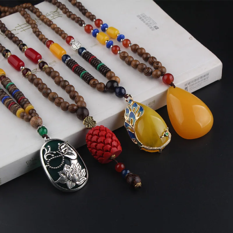 WEIYU Ethnic Peacock Pendant Necklace Lotus Flower Buddha Beads Necklace Cinnabar Beads Craved Lacquerware Necklace Boho Jewelry
WEIYU Ethnic Peacock Pendant Necklace Lotus Flower Buddha Beads Necklace Cinnabar Beads Craved Lacquerware Necklace Boho Jewelry