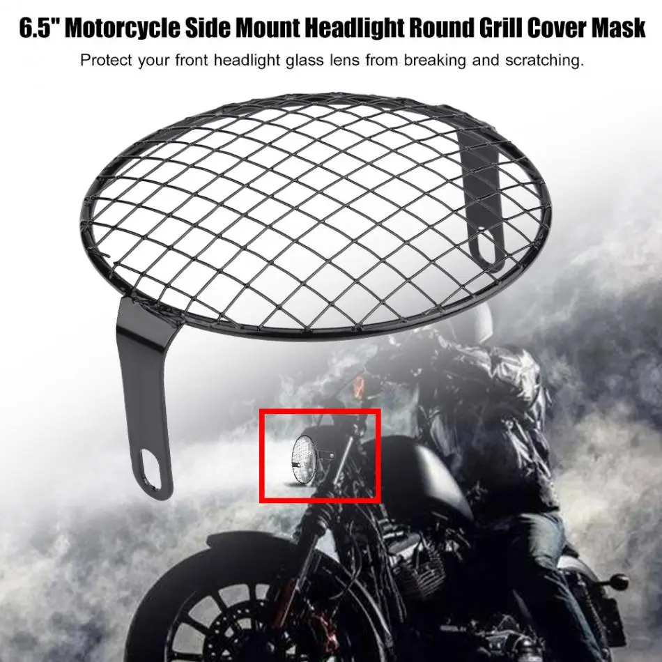 6 1//4/" Retro Vintage Motorcycle Side Mount Headlight Cafe Racer Grill Cover US