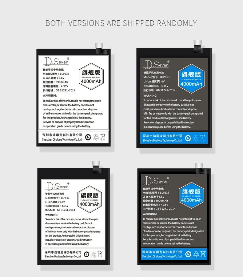 4000mAh Replacement Battery For Oneplus 3 1+3 A3000 BLP613 1+3T A3010 BLP633 / 3300mAh For 1+5 5T A5000 A5001 A5010 BLP637
4000mAh Replacement Battery For Oneplus 3 1+3 A3000 BLP613 1+3T A3010 BLP633 / 3300mAh For 1+5 5T A5000 A5001 A5010 BLP637