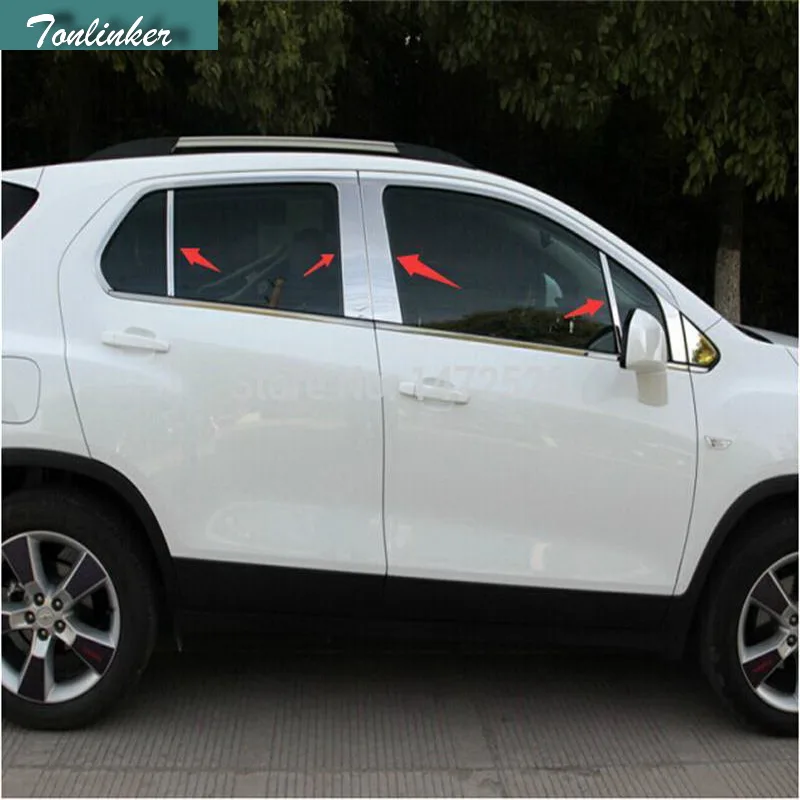 Tonlinker 8PCS DIY Car Styling Stainless Steel Column Window Decoration Light Strip Stickers for Chevrolet TRAX 2014 Accessories
Tonlinker 8PCS DIY Car Styling Stainless Steel Column Window Decoration Light Strip Stickers for Chevrolet TRAX 2014 Accessories