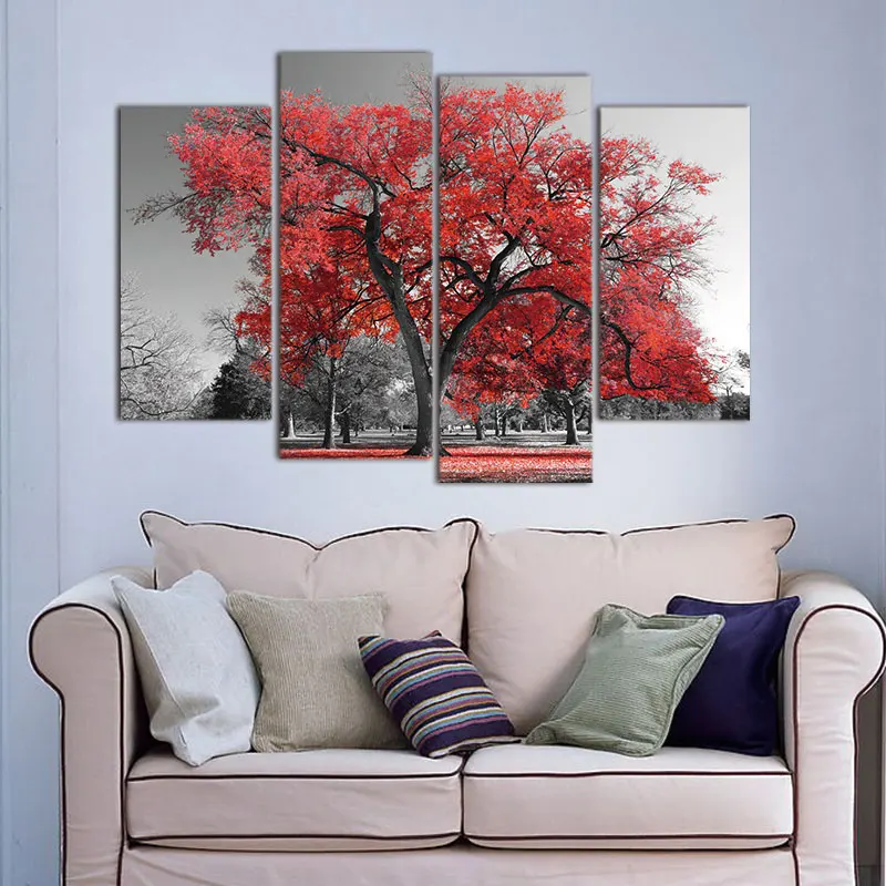 Photo Wall Modular Pictures For Living Room Decorative 4 Panel/Pcs Red Tree Landscape Abstract Frame HD Poster Canvas Painting
Photo Wall Modular Pictures For Living Room Decorative 4 Panel/Pcs Red Tree Landscape Abstract Frame HD Poster Canvas Painting